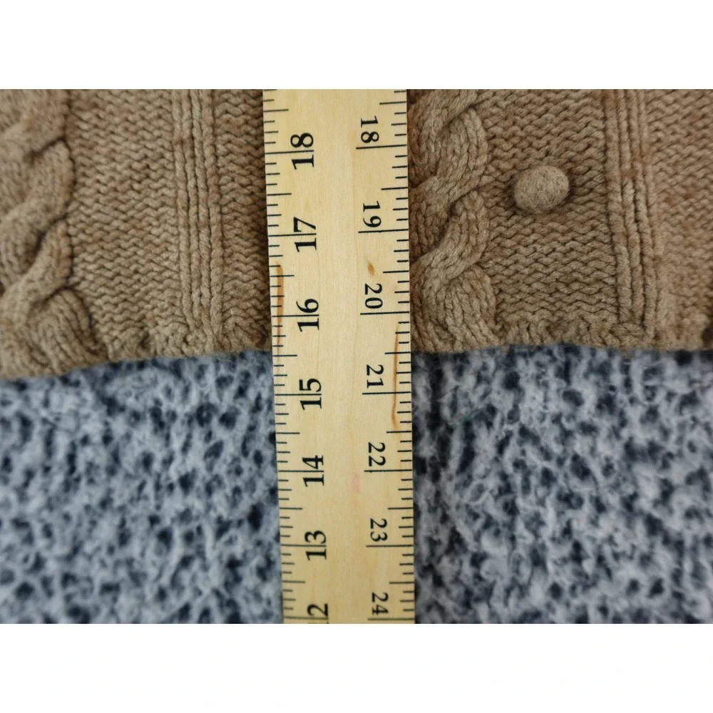 Old Navy Women Cable Knit V Neck Sweater Brown Long Sleeve Buttons Size Medium‎